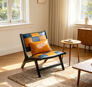 Modern Boho Accent Chairs with Solid  Wood Frame for Living Room,Mid Century Lounge Chair,Side Chair Indoor