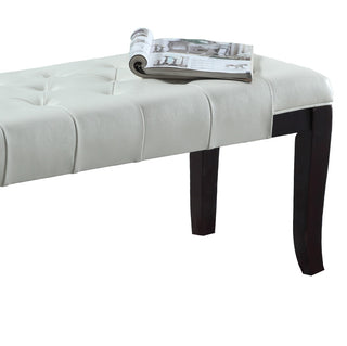 Linon Tufted Bench, Faux Leather, White