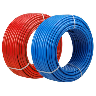 1/2 Inch PEX-A Pipe | 2 x 100 ft Hot & Cold Water Lines with Free Cutter (Blue & Red)