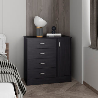 Ecoshop Katie 4-Drawer 1-Door Dresser in Black - Modern Bedroom Storage Organizer