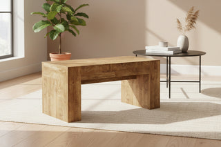 48" Farmhouse Coffee Table with Hidden Storage Drawer - Natural Wood Rectangular Center Table