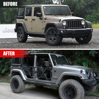 Tube Doors Tubular Half Doors with Rearview Mirror Compatible with 2007-2017 Jeep Wrangler JK JKU Unlimited 4-Doors Safari Tubular Off Road Summer Trail Adventu Competition