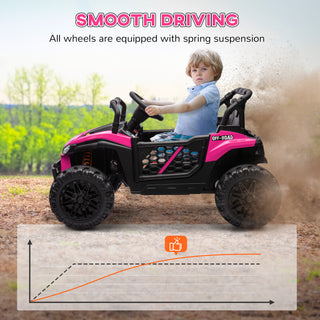 Qaba 12V Kids UTV, Battery Powered Ride on Truck, 3.7 MPH Off-Road Electric Car with Remote Control, 4-Wheel Suspension, LED Headlights, 3 Speeds, Horn & Music, for Boys and Girls, Pink