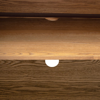 TREXM Buffet Cabinet with Storage, Wood Sideboard with Curvy Edge, 4 Doors Retro Credenza with Adjustable Shelves for Living Room, Kitchen – Natural