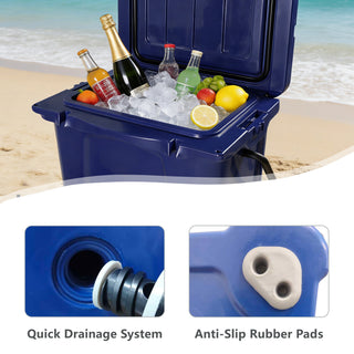 25QT Portable Cooler, Insulated Hard Cooler with Bottle Opener, Cup Holder, Forming Ruler, 5-7 Day Ice Retention, Travel, Beach, Camping, Fishing