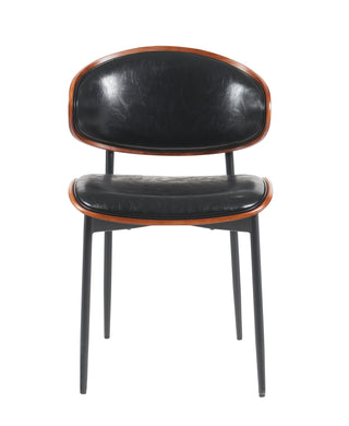 Mid-Century Modern Dining Chairs Set of 2 – Italian-Inspired Bentwood Design with Matte Metal Legs & Luxe PU Leather Seating