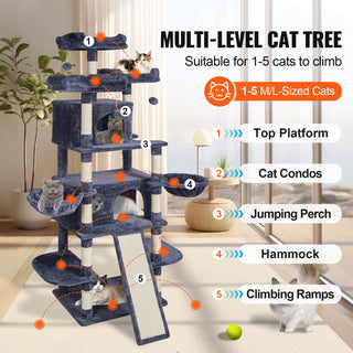 Cat Tree 68.5' Cat Tower for Indoor Cats with Cat Condos Scratching Post