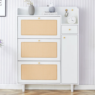 Modern Minimalist Storage Cabinet - Japanese Rattan Shoe Cabinet, Bed Top Cabinet, Small Home Furniture for Corridors and Living Rooms - GZ-DI-03