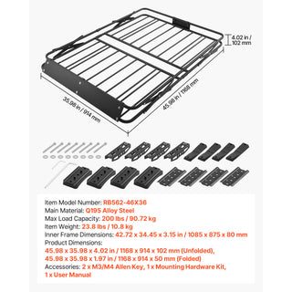 Foldable roof rack cargo basket, view 7