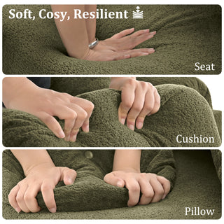 68.5'Modern Lamb Wool Sofa With Decorative Throw Pillows for Small Spaces