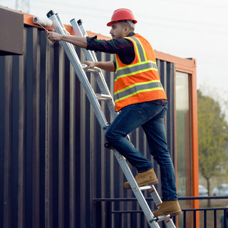 Multi-Position Foldable Aluminum Ladder, A-Frame and Straight Ladder, Grey, 17ft, 250lbs Capacity