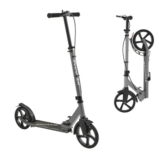 Kick Scooter for Kids Ages 8+, Teens & Adults, 2-Wheel Toddler Scooter with Adjustable Height Handlebar, Wide Anti-Slip Deck, Foldable Lightweight Frame for Boys & Girls up to 220 lbs, Gray