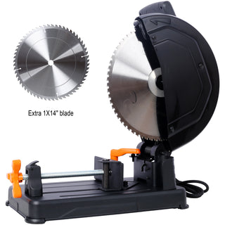 15-Amp Heavy Duty 14" Metal Cutting Chop Saw | Multi-Material Cut-Off Saw with Carbide-Tipped Blade