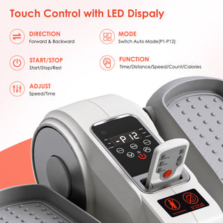 Under Desk Elliptical Machine - 12 Speeds, Remote Control, Bidirectional Pedals , Silent Seated Exerciser for Seniors & Rehabilitation