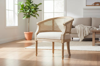 Accent Chair Rubber Wood Beige Natural