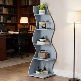 Elegant Bookcase,Spacious Wall Corner Bookshelf