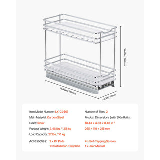 2-tier pull out spice rack organizer, view 7