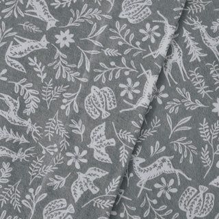 4 Pieces Cal King 100% Cotton Flannel Printed Sheet Set,Sage Winter Fauna