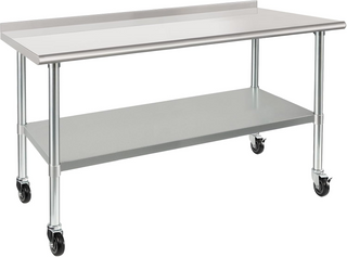 Stainless Steel Work Table 30x60 Inches with Wheels | Commercial Metal Prep Table with Adjustable Undershelf