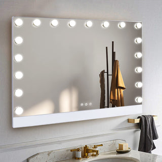 31.5" x 22.8" Hollywood Vanity Mirror with 18 LED Bulbs - Selfie Remote Control Makeup Mirror - 0.6" Ultrathin Large Tabletop &amp; Wall Mount Mirror with Magnetic Phone Holder - Dimmable Professional Beauty Station