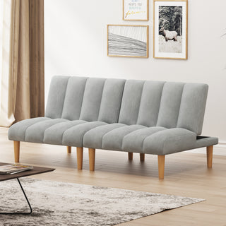 Corduroy fabric, wooden legs convertible sofa bed (Color:Grey)