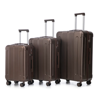20'/24'/28' 3 pcs/set in ABS Spinner Wheel Luggage, Carry on Suitcase, Matching Color, TSA Combination Lock (Brown)