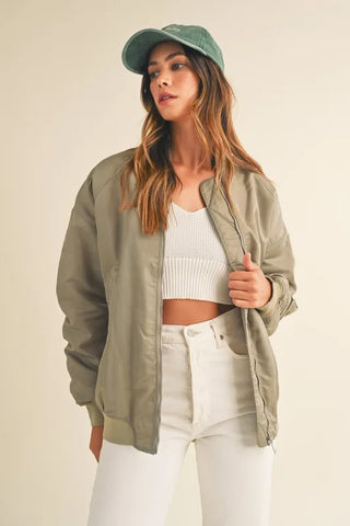 MABLE Back Ruched Utiltiy Bomber Jacket