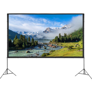 Projector Screen with Stand 150 Inch | 16:9 4K 1080P HD Outdoor Movie Screen with Tripods & Carry Bag | Wrinkle-Free Projection Screen for Home Theater & Backyard Movie Night