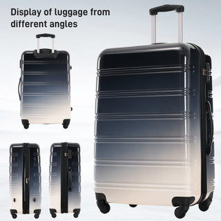 Hardshell Luggage Sets 3 Piece Gradient Color Expandable Suitcase with Spinner Wheels and TSA Lock Lightweight 20' 24' 28' Available,Gradient Black