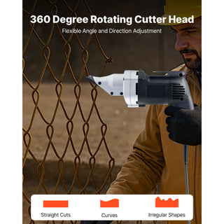 Electric Metal Shear, 4.0-Amp Corded Sheet Metal Cutter with 360-Degree Swivel Head, Variable Speed, Continuous Cutting, Clean Cut for 18GA Galvanized Steel, 20 GA Stainless Steel, 2500 SPM