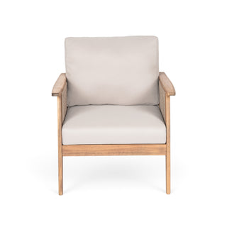 Outdoor Acacia Wood and Rope Patio Chair with Cushions (Set of 2)