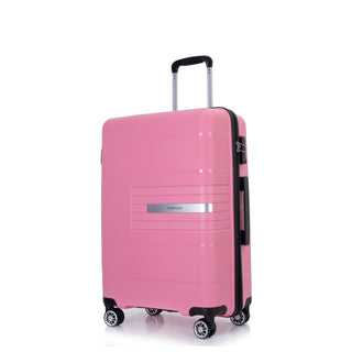 Lightweight Durable Hardshell Suitcase Set with Double Spinner Wheels and TSA Lock, Pink Polypropylene in 3 Sizes