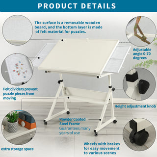 1500 pieces Jigsaw Puzzle metal Table board for adults gift with 4 trays(white)