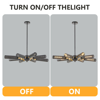 34" Modern Industrial Sputnik Chandelier - 8-Light Black & Gold