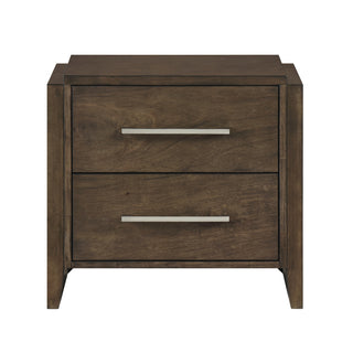 Transitional Dark Walnut Finish Two Drawers Nightstand 1pc Wooden Bedroom Furniture Solid Rubberwood