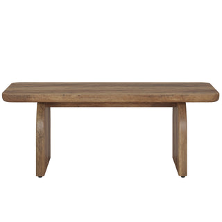 47" Rustic Brown Coffee Table with Rounded Corners | Wooden Living Room Table