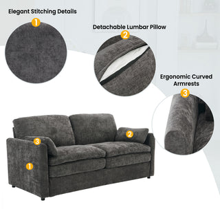 Modern 102.4" Beige Corduroy Sofa - Deep Seat Plush Cloud Couch
