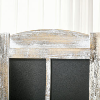 HOMCOM 4-Panel Room Divider – 5.6' Tall Farmhouse Style Folding Privacy Screen with Black Boards, Hinged Freestanding Partition Wall for Home & Office, Natural Wood