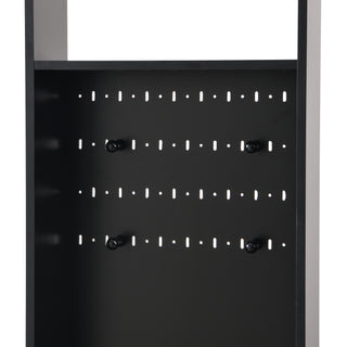 ON-TREND Contemporary 39.3''Wx70.8''H Hall Tree  Storage with Cushioned Storage Bench, Multifunctional Hallway Shoe Cabinet with Pegboard, Modern Coat Rack with 4 Hooks for Entryway, Mudroom, Black