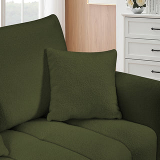 80.7 Inch Premium Teddy Fabric Sofa with 3 Back Pillows & 3 Cushions, Solid Wood Frame, 3-Seat Sofa with Oversized Upholstered Chair for Living Room, Bedroom, Apartment & Office