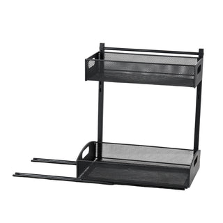 2-pack 2-tier pull out under sink organizer black, view 12