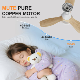 24.4 inch Wood Grain Ceiling Fan with Dimmable LED Light