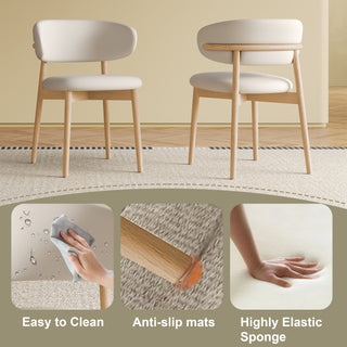 Mid-Century Modern Wooden Dining Chair Set of 2 – Natural Wood Finish, Comfortable & Durable, Ideal for Dining Room, Kitchen, or Living Room