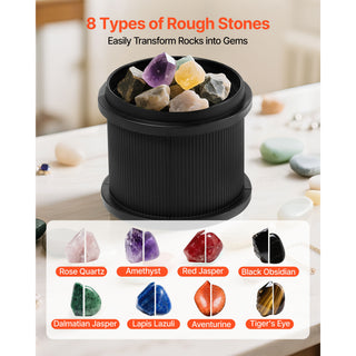 Rock Tumbler, 1 lb Rock Polishing Machine, Rocks Tumbling Kit with 4-Speed Adjustment, 1–9 Day Timer, Direct Drive Motor Rocks Polishing Kit for Rose Quartz, Amethyst, Quiet Operation