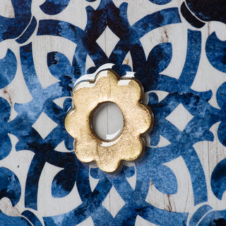 S/4 Abstract Blue, White, and Gold Wall Decor Accents, 9.5x9.5'