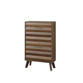 Walnut Wood Flip-Top Shoe Cabinet, Narrow Entryway