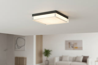 11-Inch Black LED Flush Mount Ceiling Light - Ultra-Slim Integrated LED Light Fixture for Kitchen, Bedroom, and Hallway - Modern Industrial Grade High-Lumen Low Profile Ceiling Lamp - 20W 2000LM Dimmable Interior Lighting