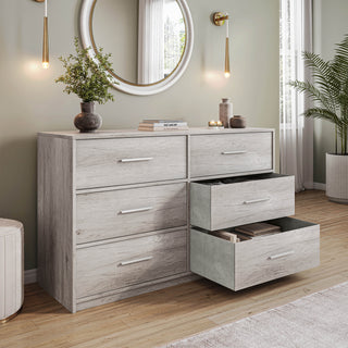 ECOSHOP 6-Drawer Dresser with Large Fabric Drawers, Grey