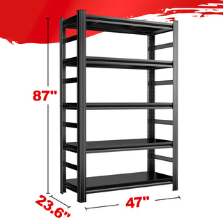  87" Heavy-Duty 5-Tier Metal Storage Rack | Adjustable Garage & Warehouse Shelving