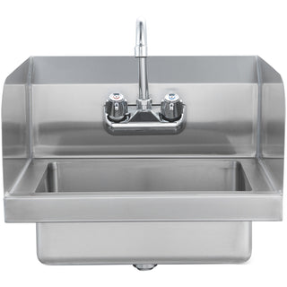 Commercial Hand Sink with Faucet and Side Splash, Stainless Steel Sink for Washing, Small Hand Washing Sink, Wall Mount Hand Basin for Restaurant, Kitchen, Bar, Garage and Home, 17x12.8 inch